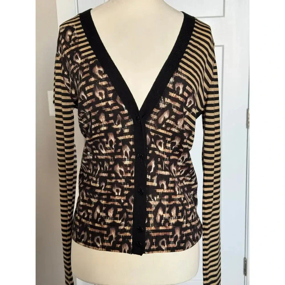 Tory Burch Womens Light Knit Wool Striped Cardigan Size Small - Picture 4 of 7